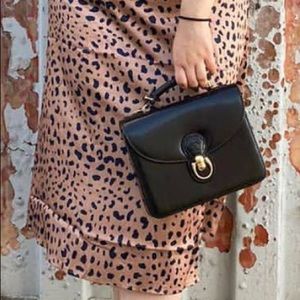 Vintage black leather box bag